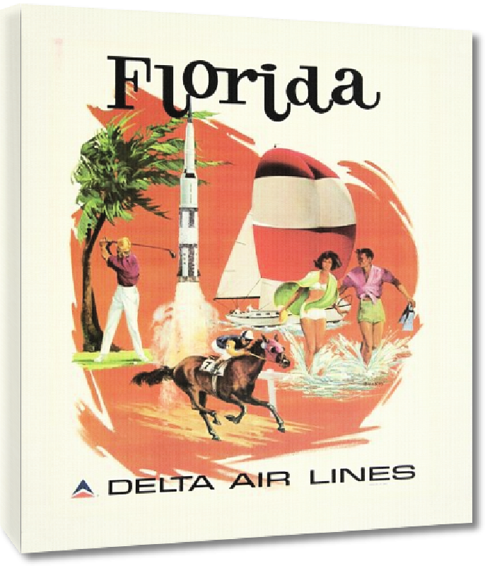 Toiles imprimées Affiche ancienne publicité Florida, Delta Air Lines