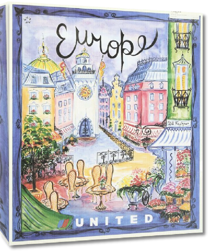 Toiles imprimées Affiche ancienne publicité Europe, United Airlines