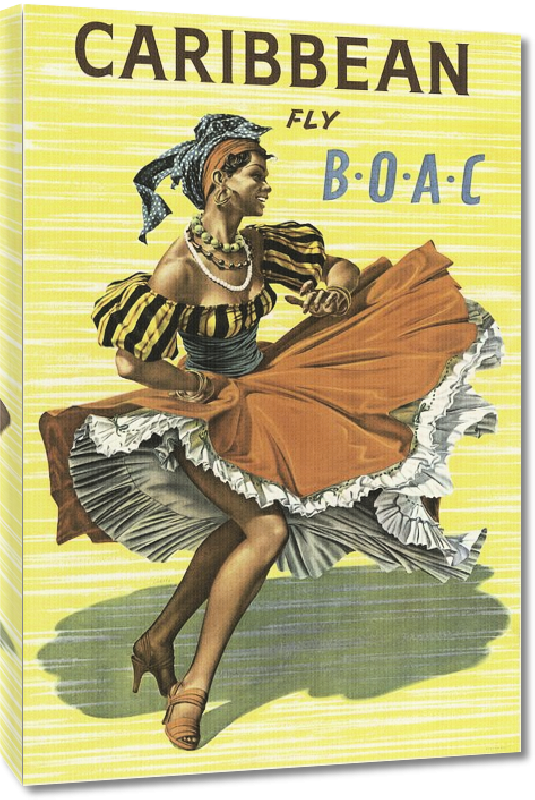 Toiles imprimées Affiche ancienne publicité Caribbean, Fly B.O.A.C