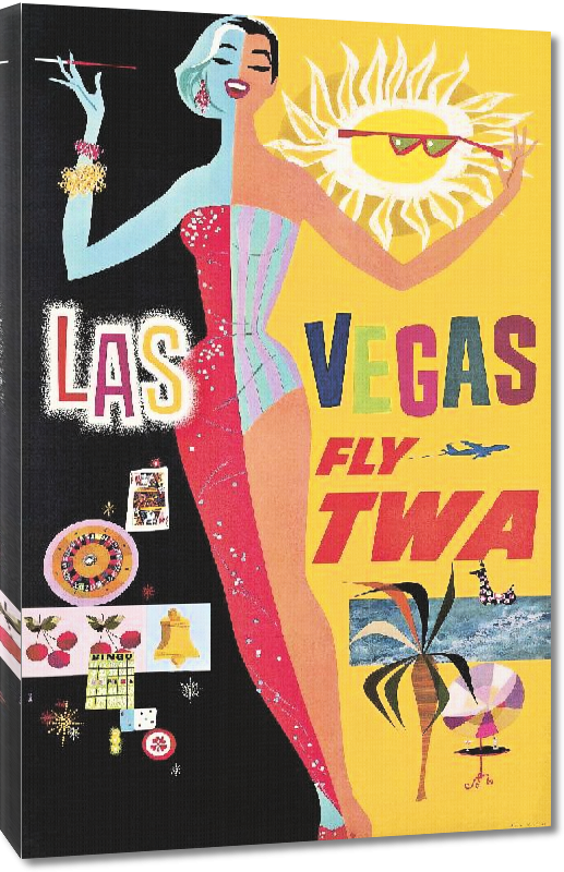 Toiles imprimées Affiche ancienne publicité Las Vegas Fly TWA