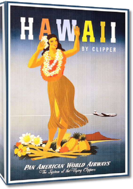 Toiles imprimées Affiche ancienne publicité Hawaii, Pan American Airways