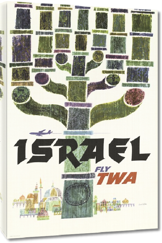 Toiles imprimées Affiche publicitaire ancienne Israel Fly TWA