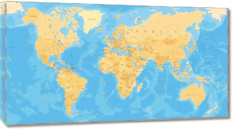 Toiles imprimées Carte du monde effet ancien vintage