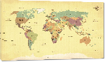 Toiles imprimées Carte du monde effet ancien avec noms de pays en Anglais