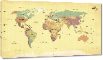 Toiles imprimées Carte du monde effet ancien avec noms de pays en Anglais