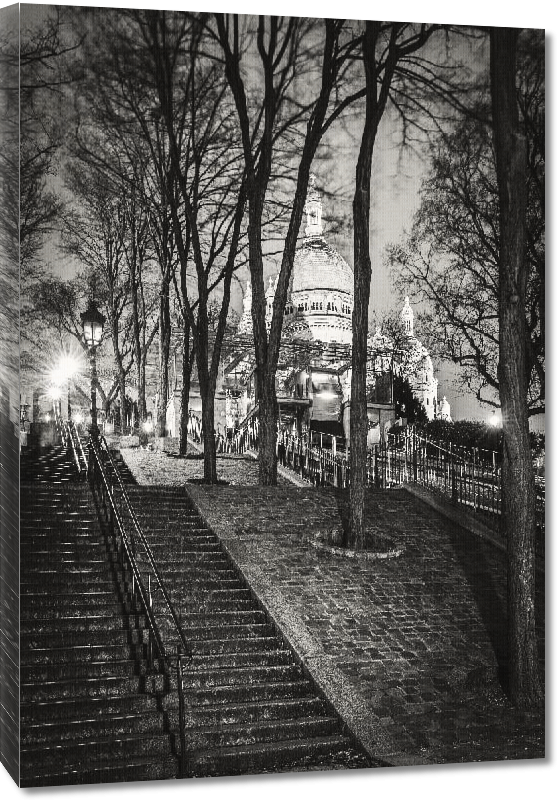 Toiles imprimées Affiche noir & blanc de Montmartre 