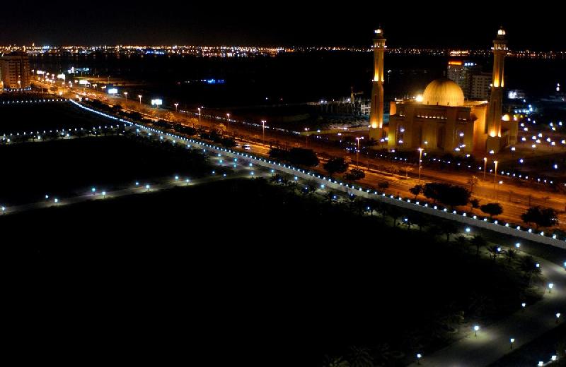 Photo mosquée de nuit à Bahrein