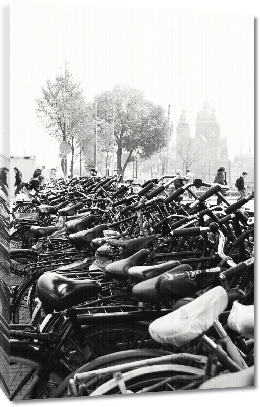 Toiles imprimées Photo noir et blanc vélo amsterdam