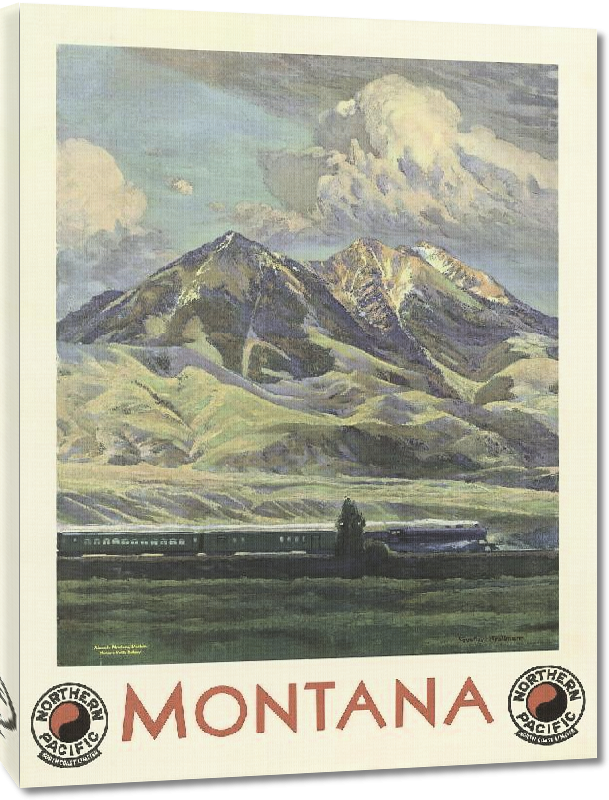 Toiles imprimées Affiche publicitaire vintage Montana, Northern Pacific