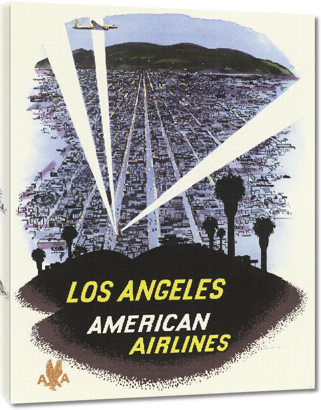 Toiles imprimées Affiche publicitaire vintage Los Angeles, American Airlines