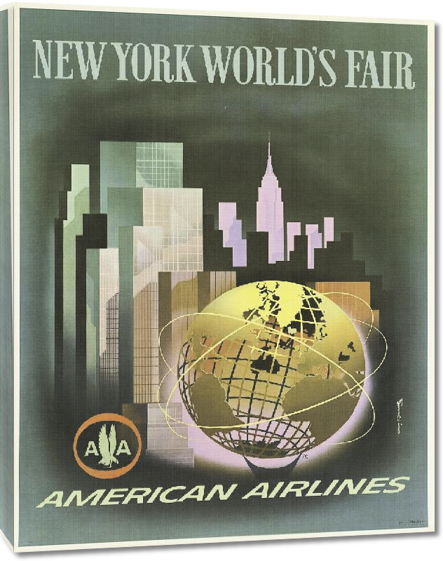 Toiles imprimées Affiche publicitaire vintage New York World's Fair, American Airlines