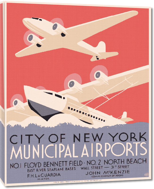 Toiles imprimées Affiche publicitaire vintage City of New York Municipal Airports