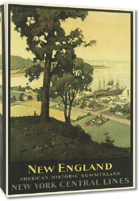 Toiles imprimées Affiche publicitaire vintage New England, America's Historic Summerland, New York Central Lines 