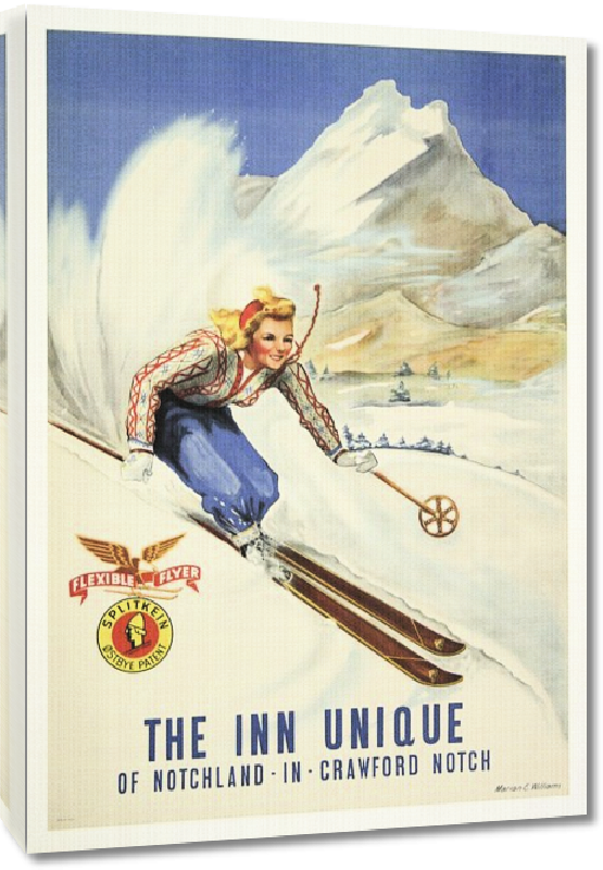 Toiles imprimées Affiche publicitaire vintage ski The Inn Unique of Notchland, IN, Crawford Notch