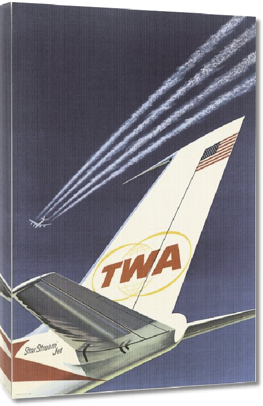Toiles imprimées Affiche publicitaire vintage TWA, Trans World Airlines