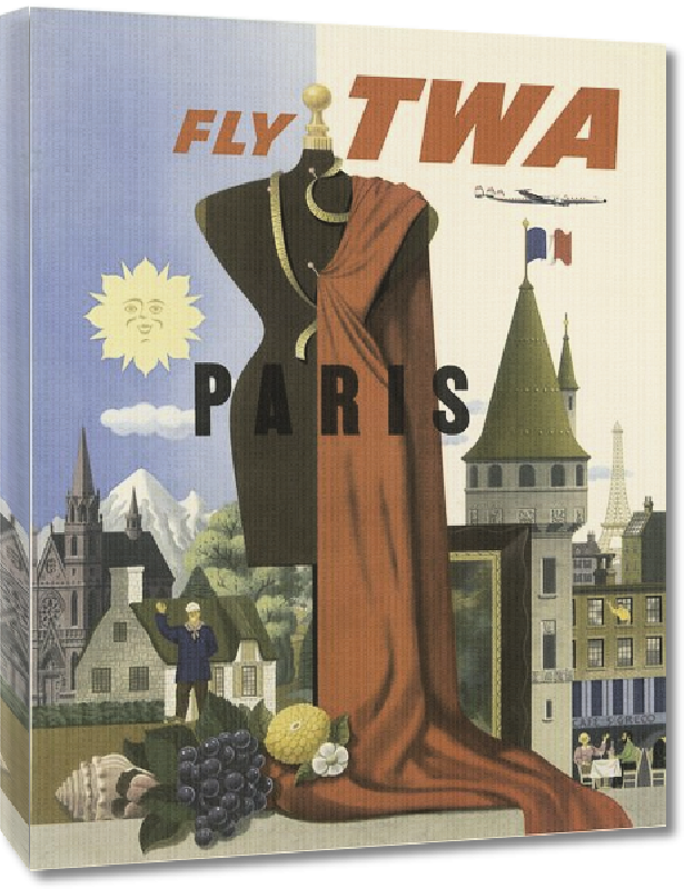Toiles imprimées Affiche publicitaire vintage Paris, Fly TWA