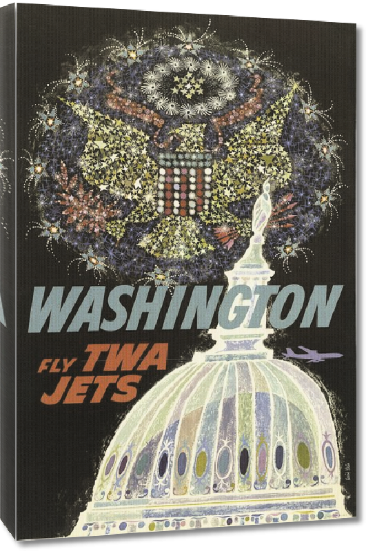 Toiles imprimées Affiche publicitaire vintage Washington, Fly TWA Jets