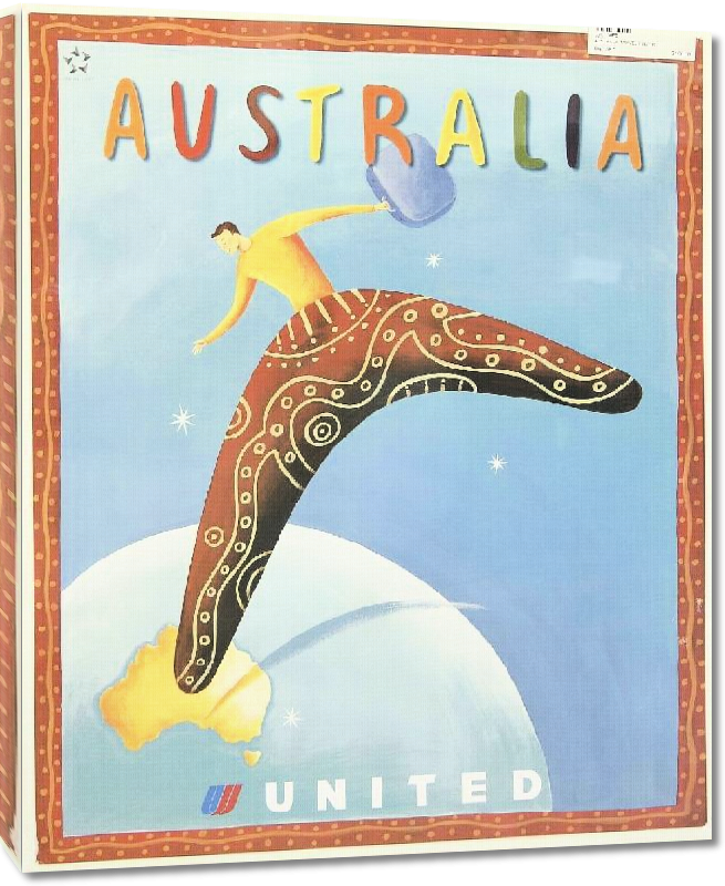 Toiles imprimées Affiche publicitaire vintage Australia, United Airlines