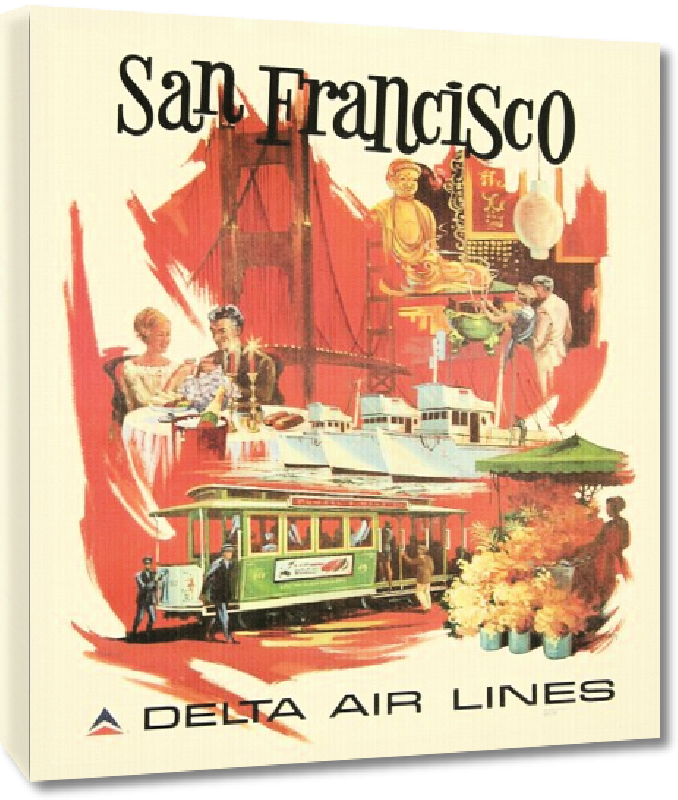 Toiles imprimées Affiche publicitaire vintage San Francisco, Delta Air Lines