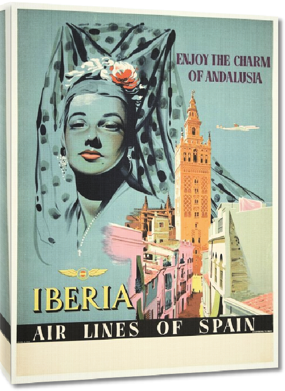 Toiles imprimées Affiche publicitaire vintage Enjoy the Charm of Andalusia, Iberia, Airlines of Spain