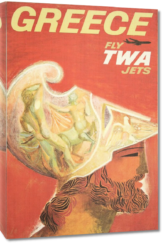Toiles imprimées Affiche publicitaire vintage Greece, Fly TWA Jets