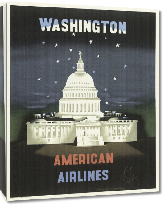 Toiles imprimées Affiche publicitaire vintage Washington D.C., American Airlines