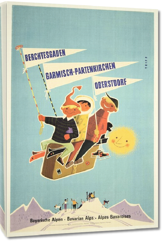 Toiles imprimées Affiche publicitaire vintage Bavarian Alps, Germany, Austria