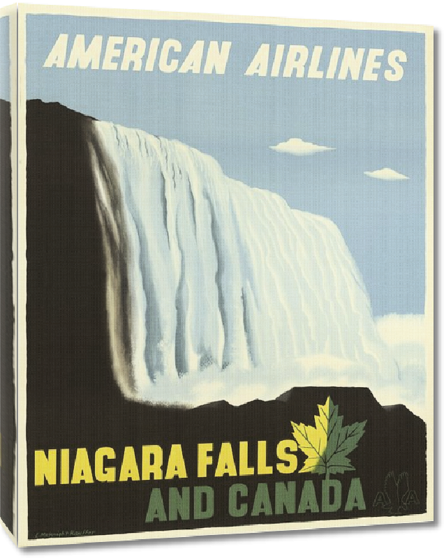 Toiles imprimées Affiche publicitaire vintage Niagara Falls and Canada, American Airlines