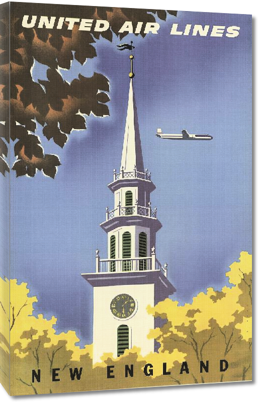 Toiles imprimées Affiche publicitaire vintage New England United Air Lines