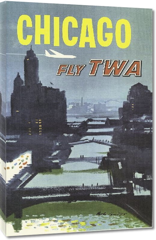 Toiles imprimées Affiche publicitaire vintage Chicago Fly TWA