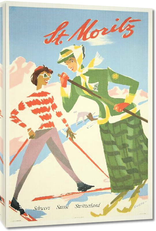 Toiles imprimées Affiche publicitaire vintage St. Moritz, Schweiz Suisse Switzerland ski