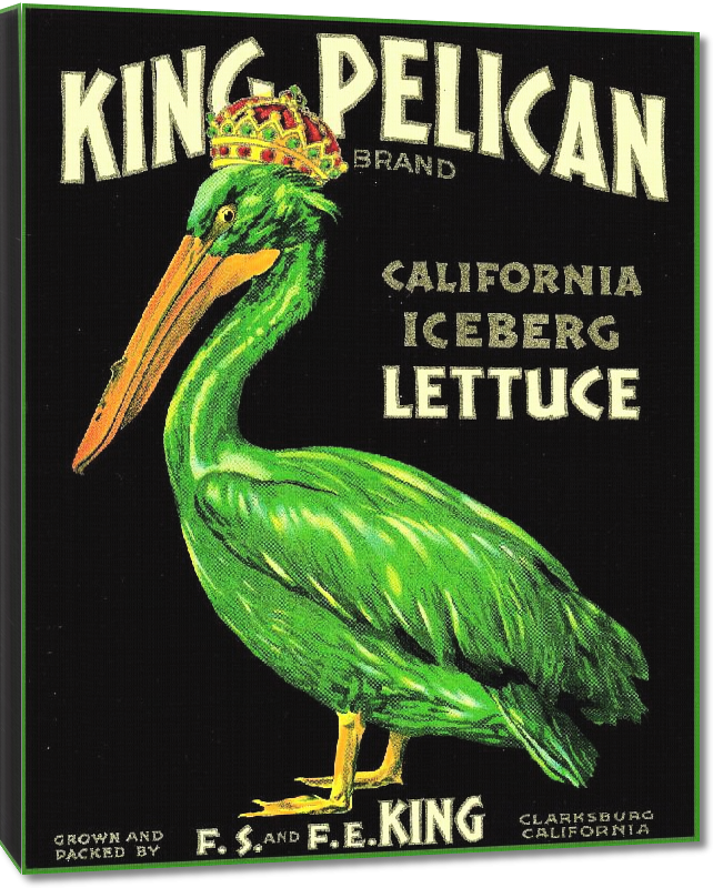 Toiles imprimées Affiche publicité vintage King Pelican California Lettuce