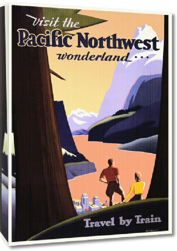 Toiles imprimées Affiche publicitaire vintage Visit the Pacific Northwest Wonderland, Travel by Train
