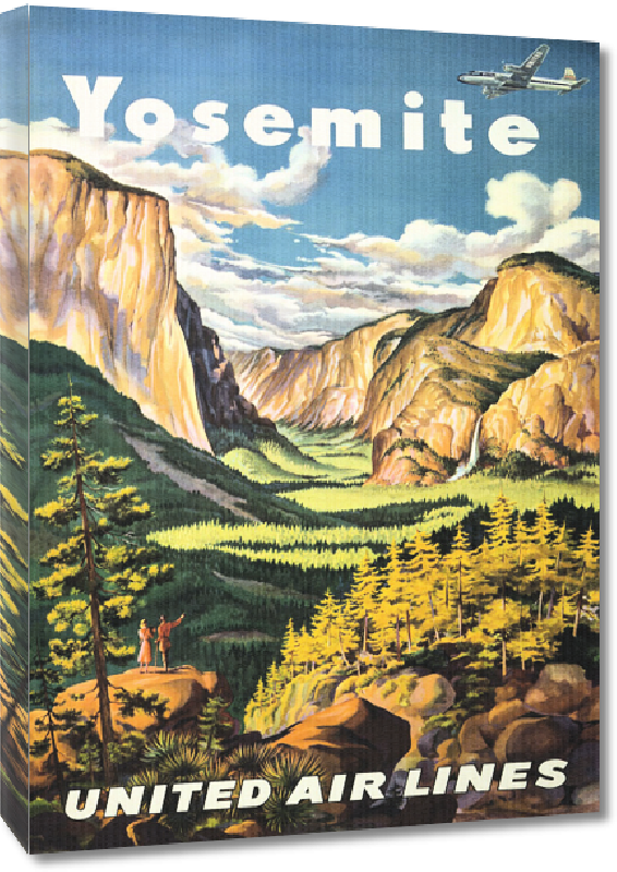 Toiles imprimées Affiche publicitaire vintage Yosemite, United Air Lines
