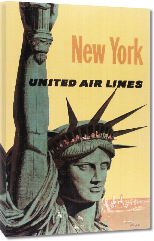 Toiles imprimées Affiche publicitaire vintage New York, United Air Line
