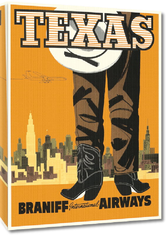 Toiles imprimées Affiche publicitaire vintage Texas, Braniff International Airways 