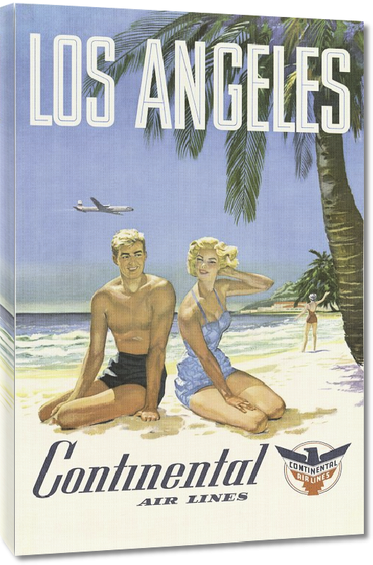 Toiles imprimées Affiche publicitaire vintage Los Angeles, Continental Air Lines