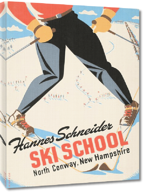 Toiles imprimées Affiche publicitaire vintage Ecole de ski : Hannes Schneider Ski School, North Conway, New Hampshire
