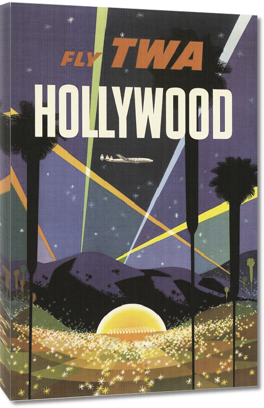Toiles imprimées Affiche publicitaire vintage Fly TWA Hollywood
