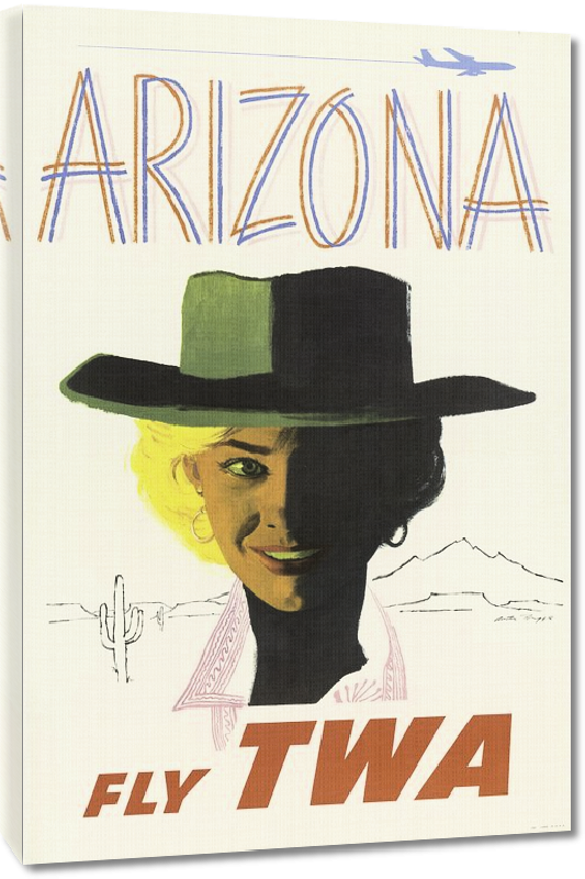 Toiles imprimées Affiche publicitaire vintage Arizona, Fly TWA