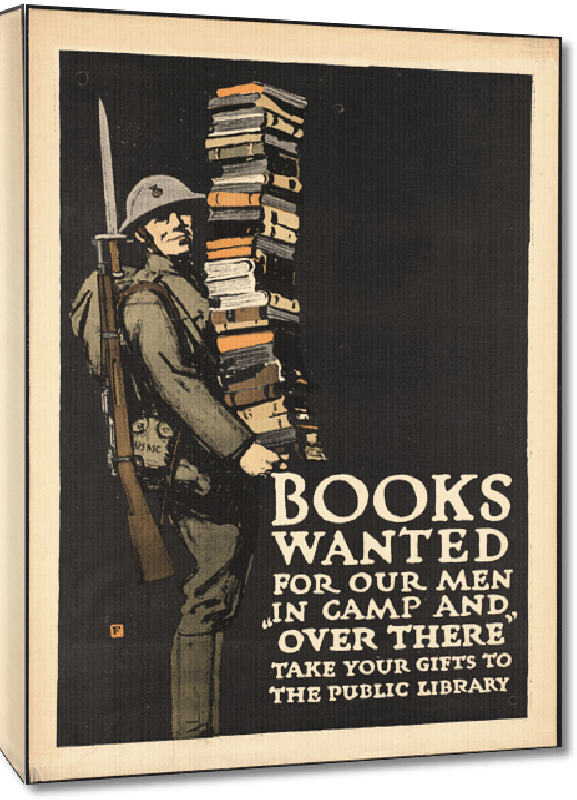 Toiles imprimées Affiche publicité vintage guerre Books Wanted for Our Men Over There 
