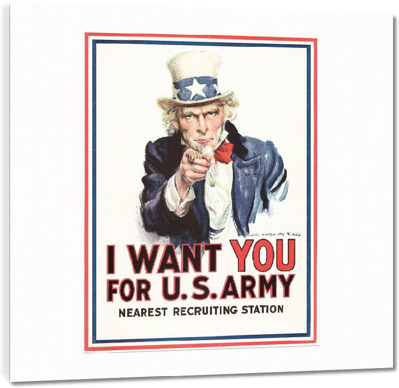 Toiles imprimées Affiche publicité vintage guerre I Want You for US Army, Nearest Recruiting Station