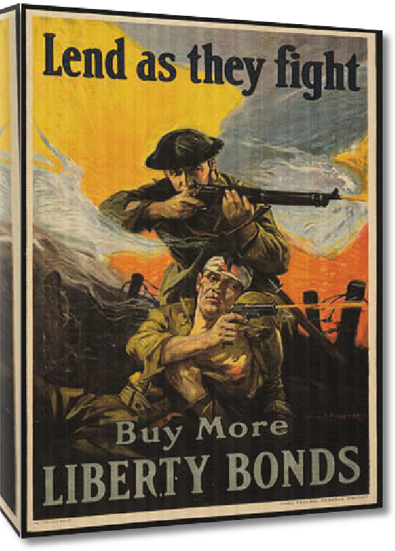 Toiles imprimées Affiche publicité vintage guerre Lend as They Fight, Buy More Liberty Bonds 