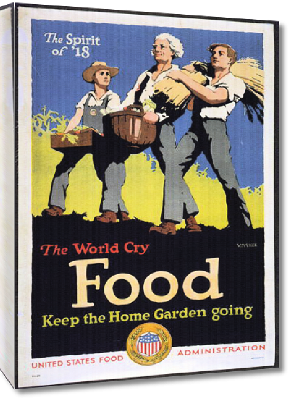 Toiles imprimées Affiche publicité vintage guerre The World Cry - Food: Keep the Home Garden Going