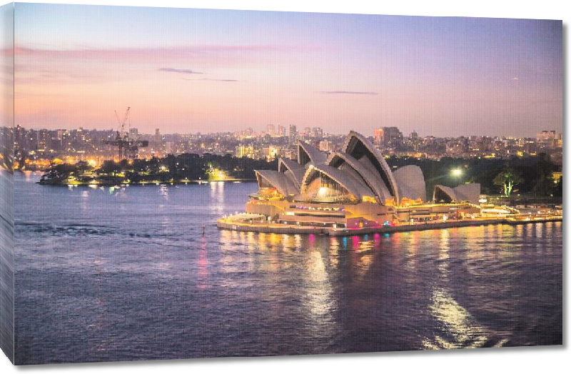 Toiles imprimées Photo opéra de Sydney en Australie à la tombée de la nuit