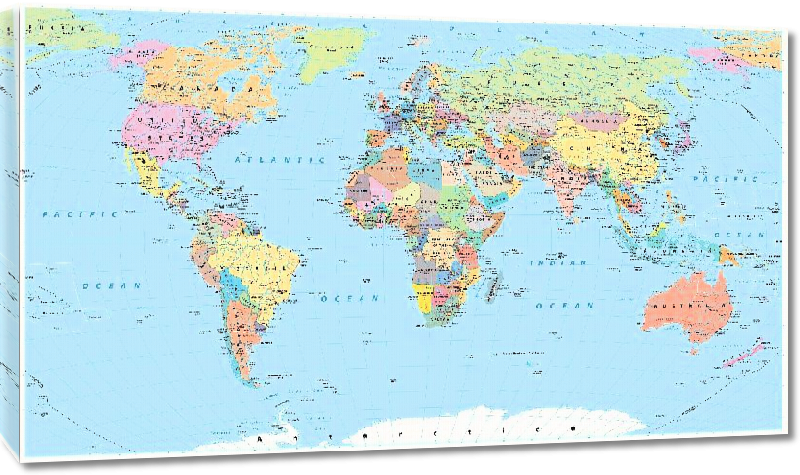 Toiles imprimées Carte du monde détaillé planisphère