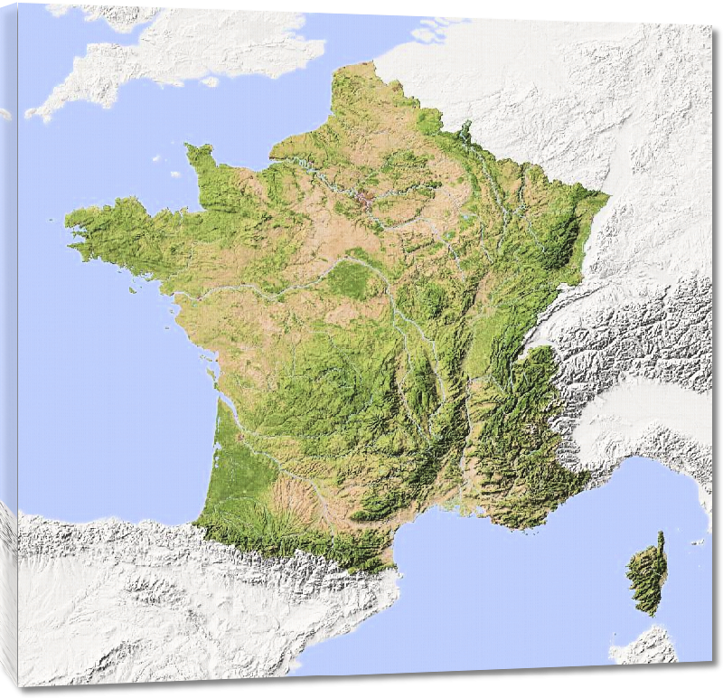 Toiles imprimées Carte des reliefs en France