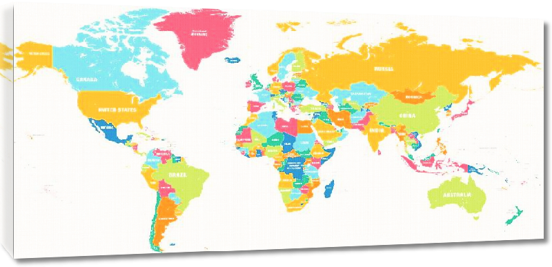 Toiles imprimées Carte du monde colorée