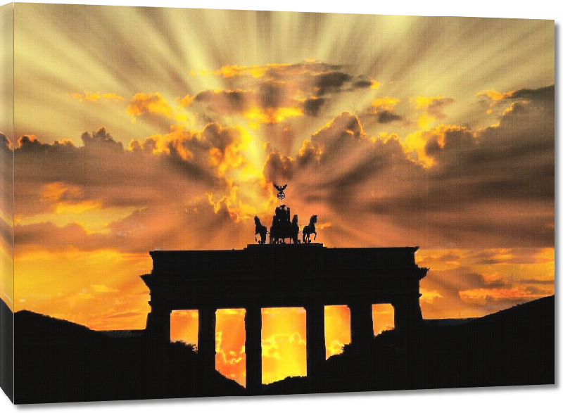Toiles imprimées Photo coucher de soleil sur la porte brandebourg à Berlin en Allemagne