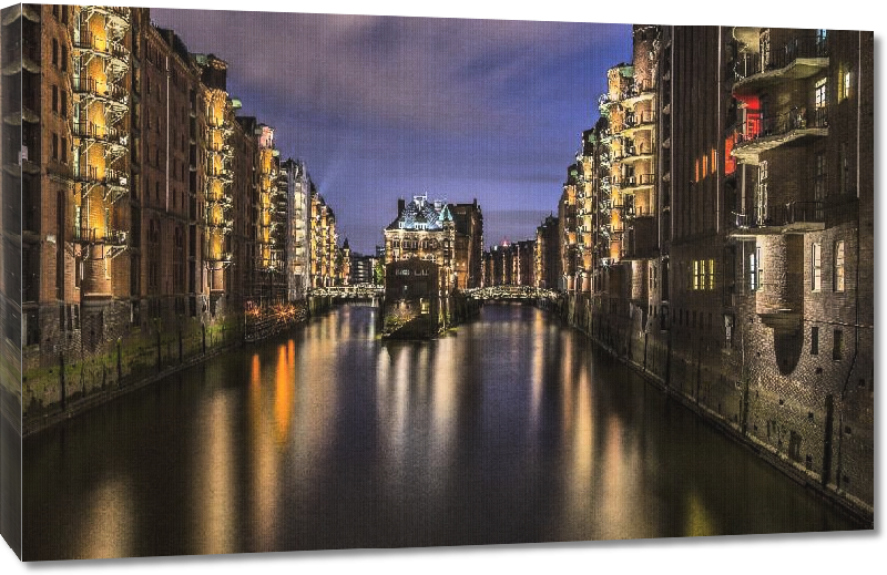 Toiles imprimées Photo de nuit de la ville de Hambourg en Allemagne